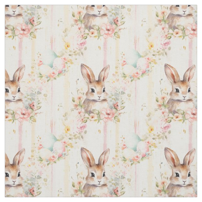 Tecido Easter Bunny Seamless Fabric – Pastel Cute Rabbit  (Modelo)