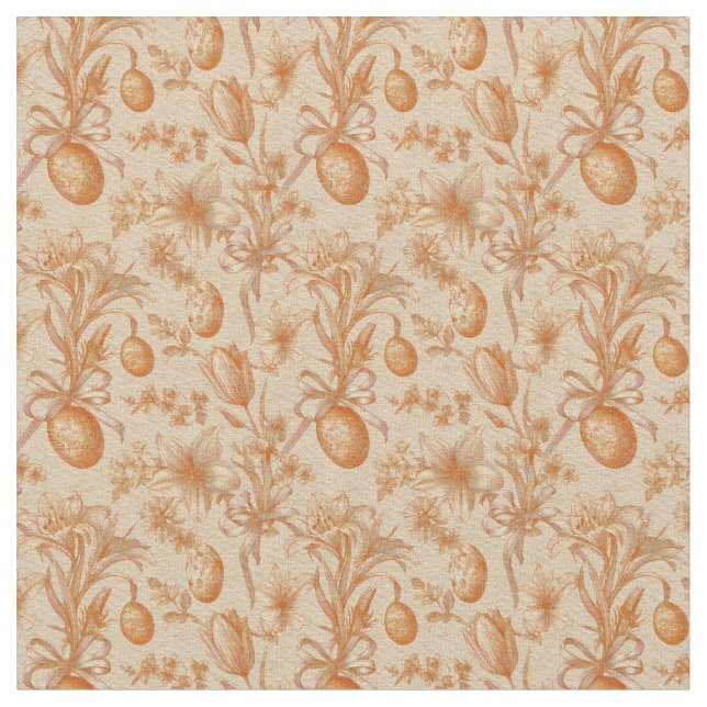 Tecido Easter Toile de Jouy Eggs and Tulips Pattern (Detalhe)