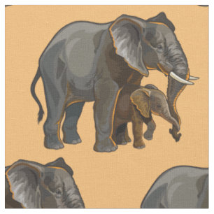 Tecido Elefante africano com bebê