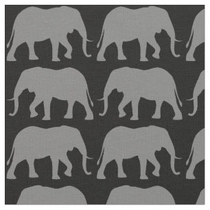 Tecido Elefante Africano Silhouettes Wildlife Patternée