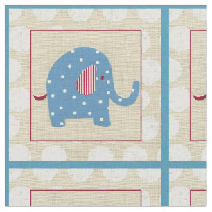 Tecido Elefante Azul com Bolinhas Brancas