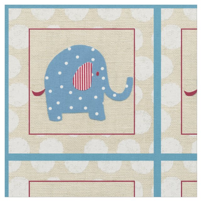 Tecido Elefante Azul com Bolinhas Brancas (Detalhe)