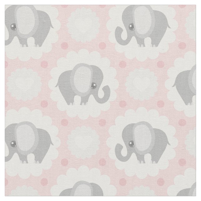 Tecido Elefante bonito do bebê no rosa (Detalhe)