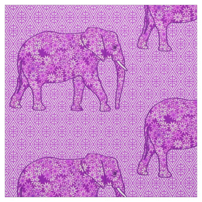 Tecido Elefante de flor - ametista roxo (Modelo)