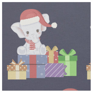Tecido Elefante de Natal Adorável