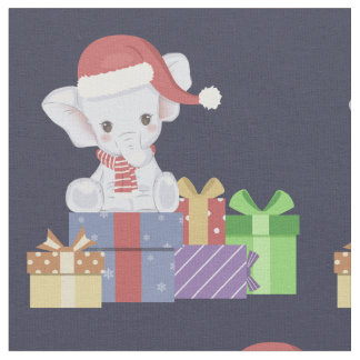 Tecido Elefante de Natal Adorável