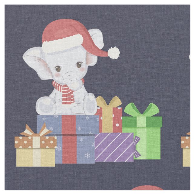 Tecido Elefante de Natal Adorável (Detalhe)