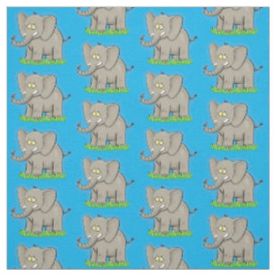 Tecido Elefante engraçado e bonito com desenho animado de
