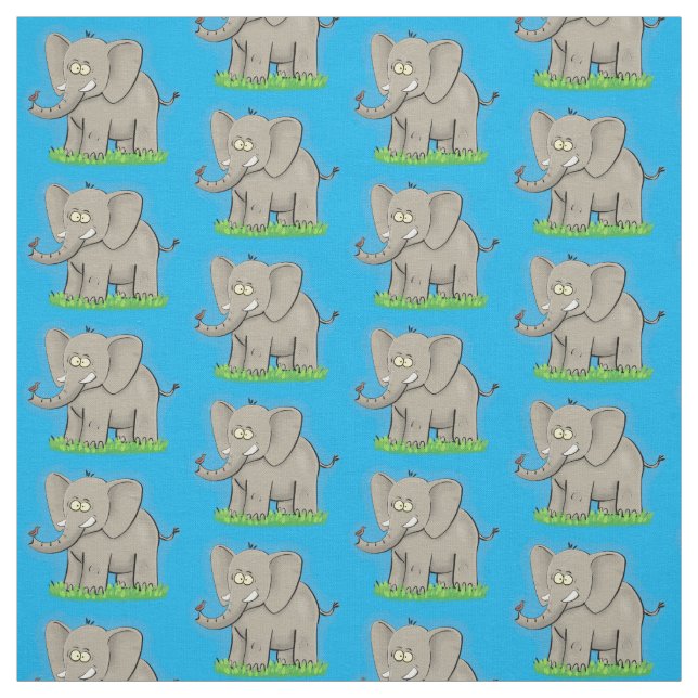 Tecido Elefante engraçado e bonito com desenho animado de (Modelo)