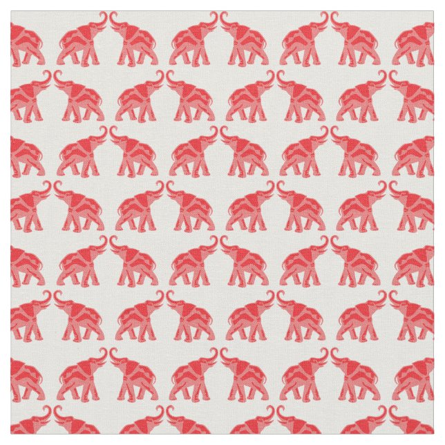 Tecido Elefante vermelho afortunado (Detalhe)