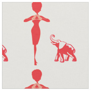 Tecido Elefante vermelho afortunado