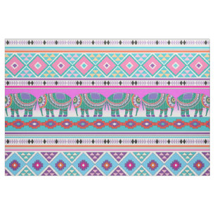 Tecido Elefantes com Padrão Aztec
