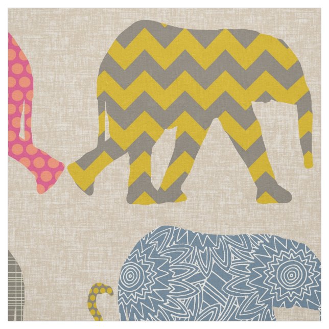 Tecido elefantes e flamingos do bebê de linho (Modelo)