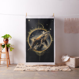 Tecido elegância cósmica, o ouro, baleia negra