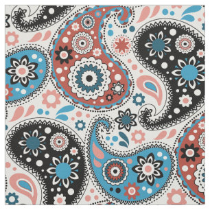Tecido Elegância de Paisley Boêmia Azul Rich