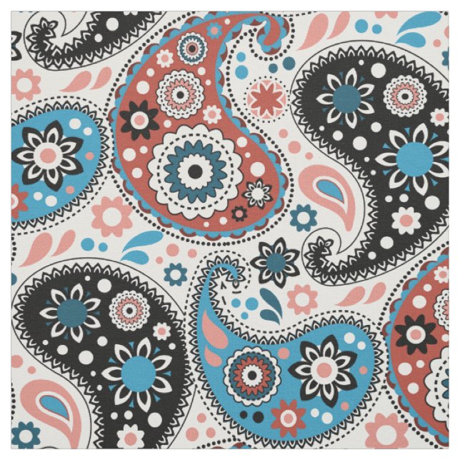 Tecido Elegância de Paisley Boêmia Azul Rich (Modelo)