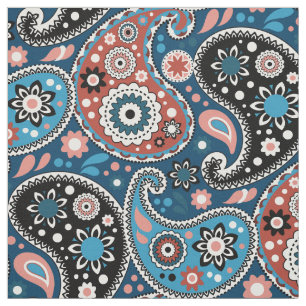 Tecido Elegância de Paisley Boêmia Azul Rich