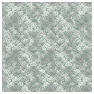 Tecido Elegante Art Déco Prata e Verde