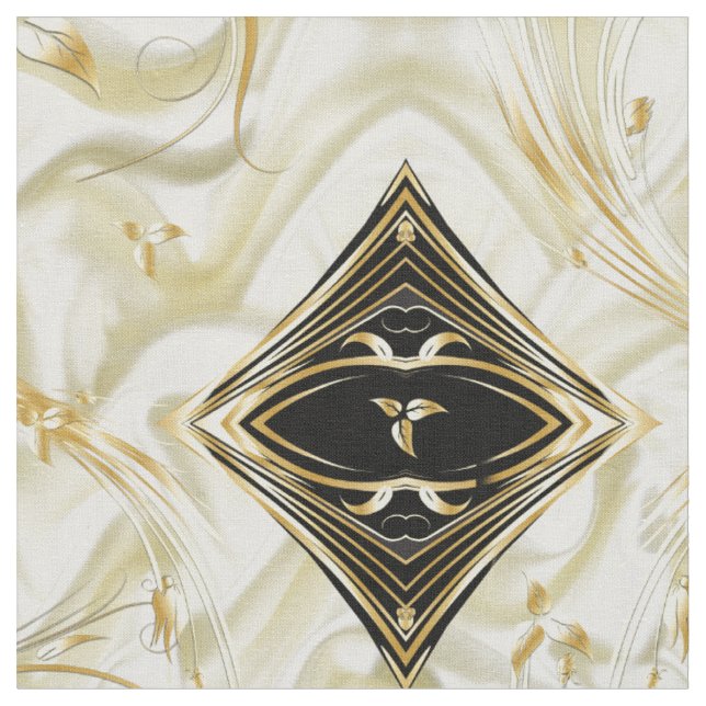 Tecido Elegante Champane seda e ouro flores abstratas Fab (Detalhe)