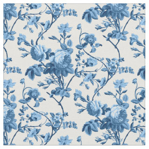 Tecido Elegante Chic Vintage Blue Rosa Floral