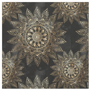 Tecido Elegante Dourado Mandala Black Design
