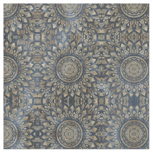 Tecido Elegante Dourado Mandala Floral