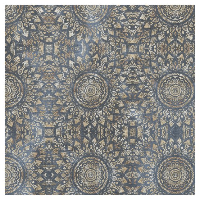 Tecido Elegante Dourado Mandala Floral (Detalhe)