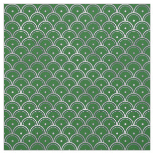 Tecido Elegante Escama Prateada Verde Art Déco