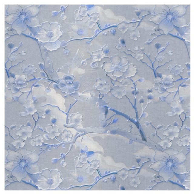 Tecido Elegante esmalte flor cloisonné azul (Detalhe)