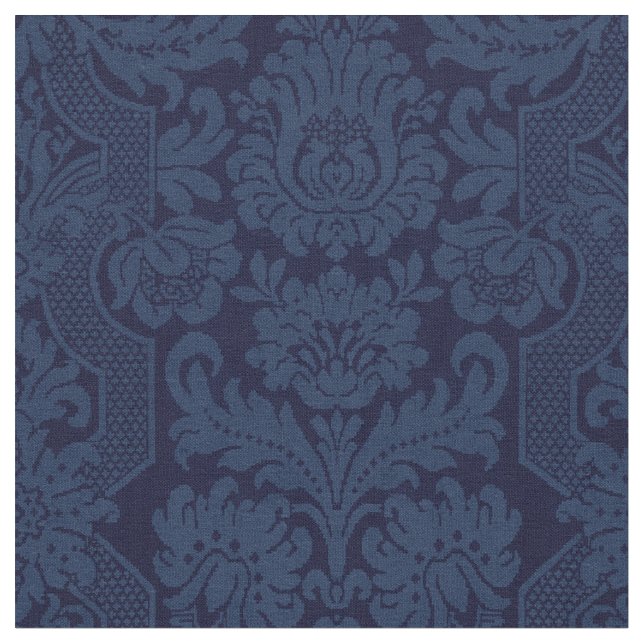 Tecido Elegante Ornamentado Azul, Damasco Vitoriano (Detalhe)