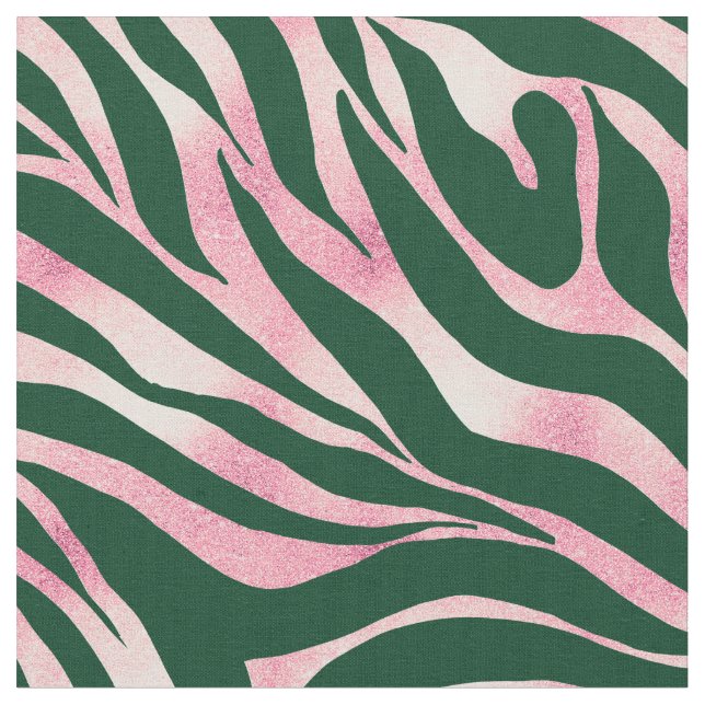 Tecido Elegante Rosa Verde Dourada Zebra (Detalhe)