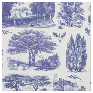 Tecido Elegante Russo Vintage Blue Country Toile