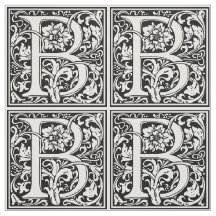 Elegante Vintage Floral - Letra B Monograma