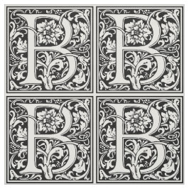 Tecido Elegante Vintage Floral - Letra B Monograma