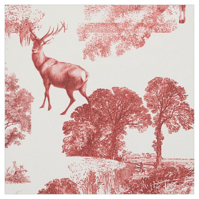 Tecido Elegante Vintage Red Country Toile Deer (Modelo)