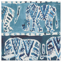 ELEPHANT SAFARI Boho Deep Indigo Watercolor