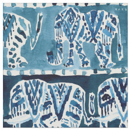 Tecido ELEPHANT SAFARI Boho Deep Indigo Watercolor