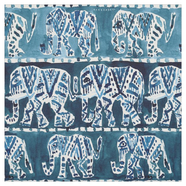 Tecido ELEPHANT SAFARI Boho Deep Indigo Watercolor (Modelo)