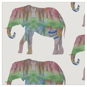 Tecido Elephant Watercolor Art