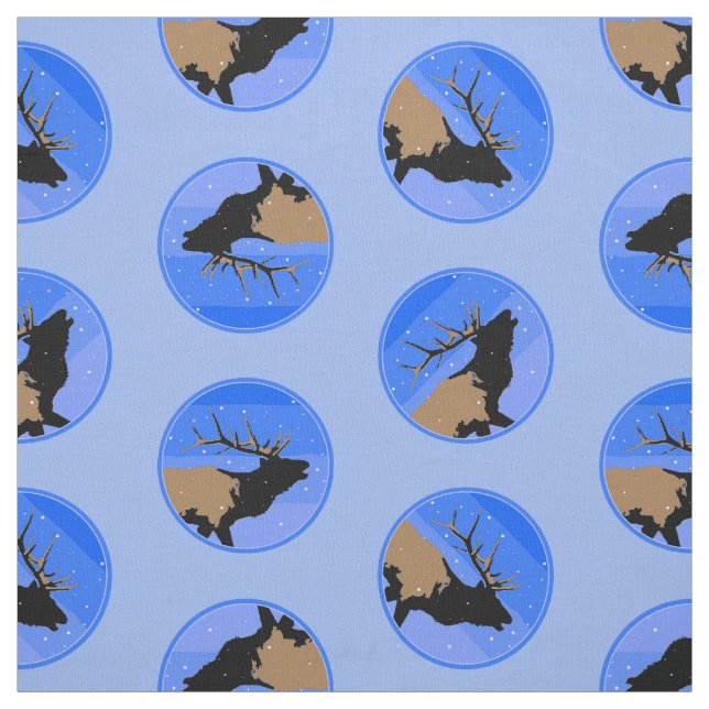 Tecido Elk Bugling no inverno - Arte original sobre a vid (Modelo)