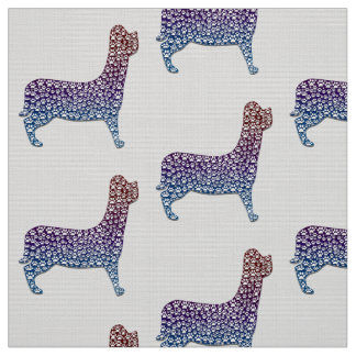 Tecido Embossed Indigo Gradient Paw Print Dog Outline