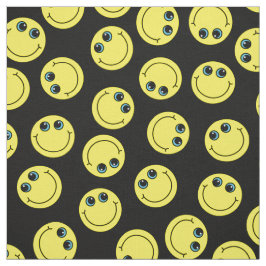 Tecido Emoji amarelo enfrenta no preto