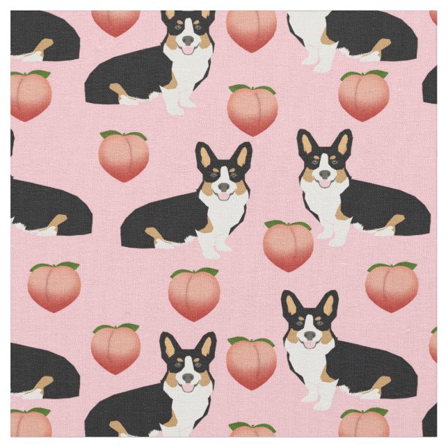 tecido emoji de pêssego tri corgi (Detalhe)