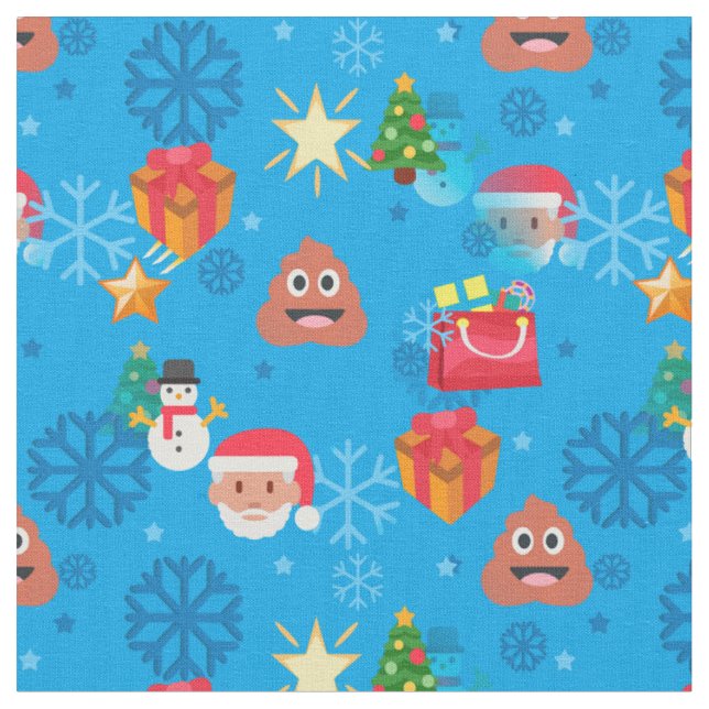 Tecido emoji poop de natal azul (Detalhe)