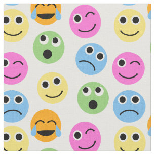 Tecido Emojis Emoticon Faces Colorido Impressão
