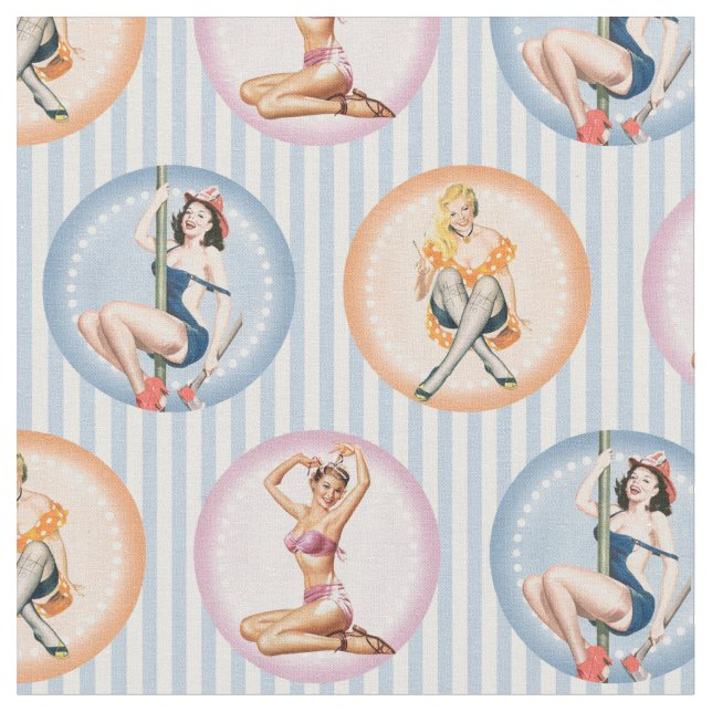 Tecido Encaixe as Damas - Pinups de Modelos Retroativos (Detalhe)