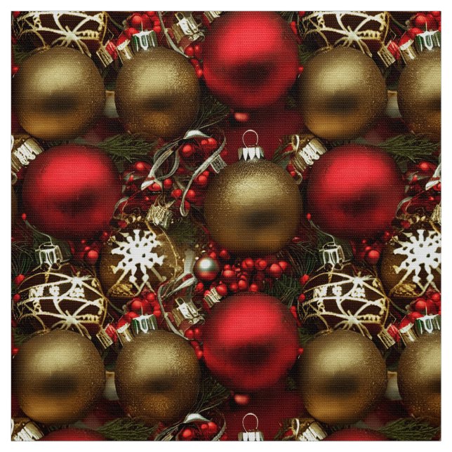 Tecido Enfeites de natal vermelhos de chocolate castanho  (Modelo)