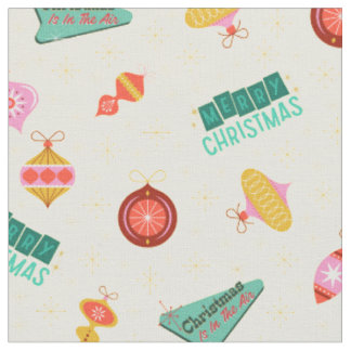 Tecido Enfeites de Natal Vintage Retro dos Anos 60 em Ama