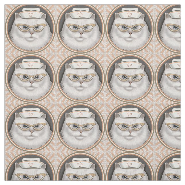 Tecido Enfermeira Gato Persa (Amostra)