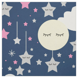 Tecido Enfermeira Moon Star Cloud Baby Girl